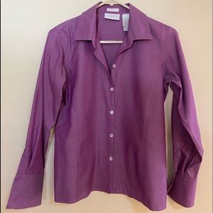 liz claiborne button down purple- 6P